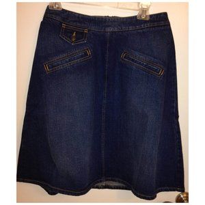 NWT in original pkg See by Chloe denim flare skirt logo back patch US 6 IT 42
